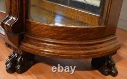 1890 Antique R. J Horner American Empire Tiger Oak carved Griffin China Cabinet