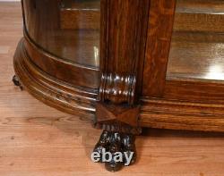 1890 Antique R. J Horner American Empire Tiger Oak carved Griffin China Cabinet