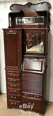 1890's Mahogany Harvard Dental / Medical Cabinet With 15 swing out trays