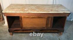 1890's Quartersawn Oak 6' Bar, General / Country Store Counter With Granite Top