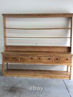 18th-19th Century 3 Pc. English Pine Welsh Dresser With Pot Board And Plate Rack