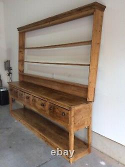 18th-19th Century 3 Pc. English Pine Welsh Dresser With Pot Board And Plate Rack