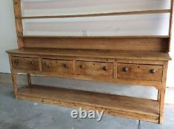 18th-19th Century 3 Pc. English Pine Welsh Dresser With Pot Board And Plate Rack