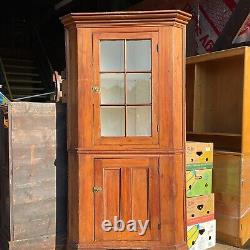 18th Chippendale Softwood Corner Cupboard Cabinet Primitive Country Barn Find @