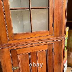 18th Chippendale Softwood Corner Cupboard Cabinet Primitive Country Barn Find @