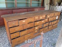 1900's Lg Oak 46 Drawer 7 Ft 94 Hardware General Store Counter Cabinet
