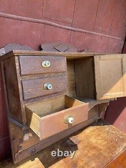 1900s Antique Medical Cabinet Kitchen Bathroom Industrial Dental Wood Apothecary