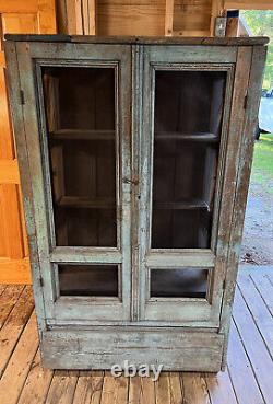 1900s Antique Pie Safe Jelly Cabinet Robin Blue Original Paint? Pine S Carolina