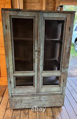 1900s Antique Pie Safe Jelly Cabinet Robin Blue Original Paint? Pine S Carolina