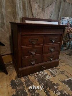 1900s Quartersawn Oak File Cabinet Apothecary Industrial Card Catalog Erbee