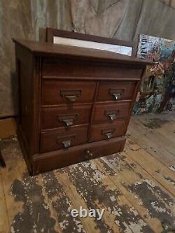 1900s Quartersawn Oak File Cabinet Apothecary Industrial Card Catalog Erbee