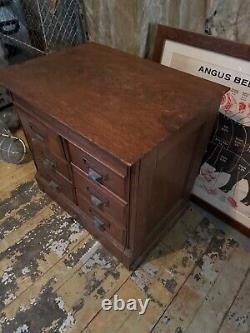 1900s Quartersawn Oak File Cabinet Apothecary Industrial Card Catalog Erbee