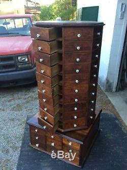 1903 American Bolt & Screw Co rotating octagon hardware store cabinet 98 drawers