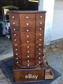 1903 American Bolt & Screw Co rotating octagon hardware store cabinet 98 drawers