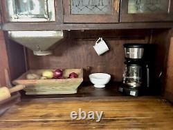 1918 Hoosier Cupboard Cabinet Country Farmhouse Kitchen Primitive Oak Glass Orig