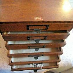 1920'S Weis 6 DRAWER OAK File Desk Cabinet FINE OFFICE ADORNMENT GREAT CONDITION