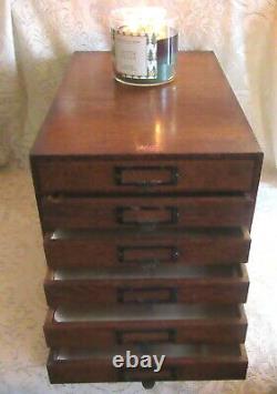 1920'S Weis 6 DRAWER OAK File Desk Cabinet FINE OFFICE ADORNMENT GREAT CONDITION