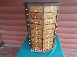 1920's Antique Nut & Bolt & Screw 72 Drawer Octagon Revolving Oak Store Cabinet