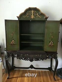 1920's Green Chinoiserie Cabinet Bar