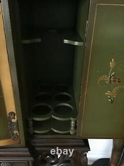 1920's Green Chinoiserie Cabinet Bar