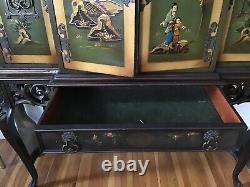 1920's Green Chinoiserie Cabinet Bar
