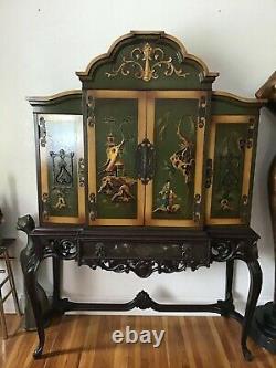 1920's Green Chinoiserie Cabinet Bar