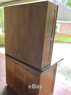 1920's Two Piece Oak Hoosier Kitchen Cabinet