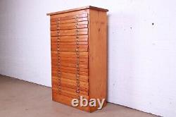 1920s Antique Pine 26-Drawer Architect's Blueprint Flat File Cabinet