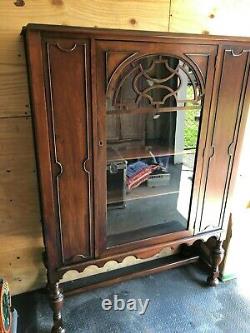 1920s French Art Deco Antique Rosewood China Display or Bar Cabinet 42x15x62