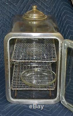 1930's Theo. A. Koch's Barber Shop Glass Sterilizer Cabinet Wire Shelves 9 1/2