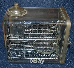 1930's Theo. A. Koch's Barber Shop Glass Sterilizer Cabinet Wire Shelves 9 1/2