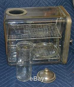 1930's Theo. A. Koch's Barber Shop Glass Sterilizer Cabinet Wire Shelves 9 1/2