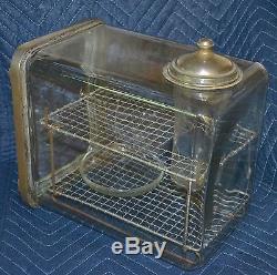 1930's Theo. A. Koch's Barber Shop Glass Sterilizer Cabinet Wire Shelves 9 1/2