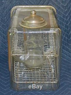 1930's Theo. A. Koch's Barber Shop Glass Sterilizer Cabinet Wire Shelves 9 1/2