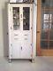 1930's Vintage White Enamel And Glass Medical Cabinet Madri Brothers Inc