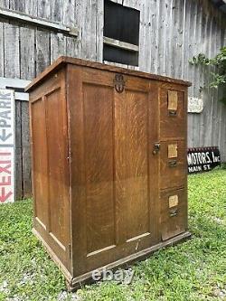 1930s Bonnet Co Cabinet Apothecary Industrial Multi Drawer Quarter Sawn Oak