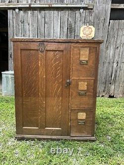 1930s Bonnet Co Cabinet Apothecary Industrial Multi Drawer Quarter Sawn Oak