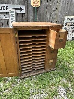 1930s Bonnet Co Cabinet Apothecary Industrial Multi Drawer Quarter Sawn Oak