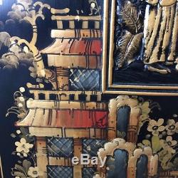 1940's Asian Motif Rolling Laquered Bar Cabinet (RFH6AN)