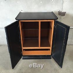 1940's Asian Motif Rolling Laquered Bar Cabinet (RFH6AN)