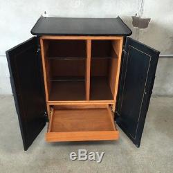 1940's Asian Motif Rolling Laquered Bar Cabinet (RFH6AN)