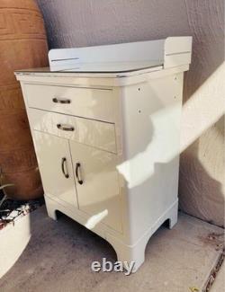 1940S METAL CABINET WITH DRAWERS low boy steel cabinet refinished in hi gloss