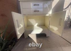 1940S METAL CABINET WITH DRAWERS low boy steel cabinet refinished in hi gloss