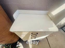 1940S METAL CABINET WITH DRAWERS low boy steel cabinet refinished in hi gloss