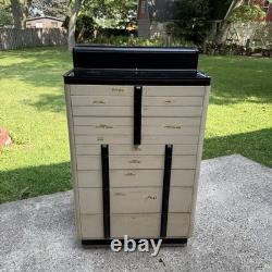 1940s Art Deco Dental Cabinet Industrial Medical Chest Dresser Tan 10 Drawer VTG