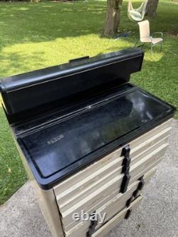 1940s Art Deco Dental Cabinet Industrial Medical Chest Dresser Tan 10 Drawer VTG