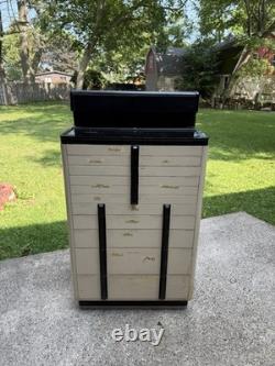 1940s Art Deco Dental Cabinet Industrial Medical Chest Dresser Tan 10 Drawer VTG