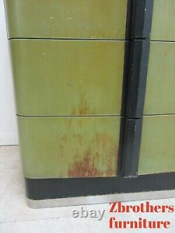 1940s Art deco Dental Cabinet Industrial Medical Chest Dresser Green Stain