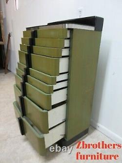 1940s Art deco Dental Cabinet Industrial Medical Chest Dresser Green Stain