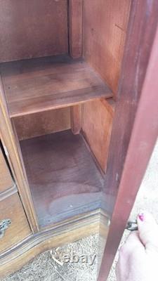 1940s Mahogany Bow Front China Cabinet Hutch Federal Hepplewhite Style Vintage
